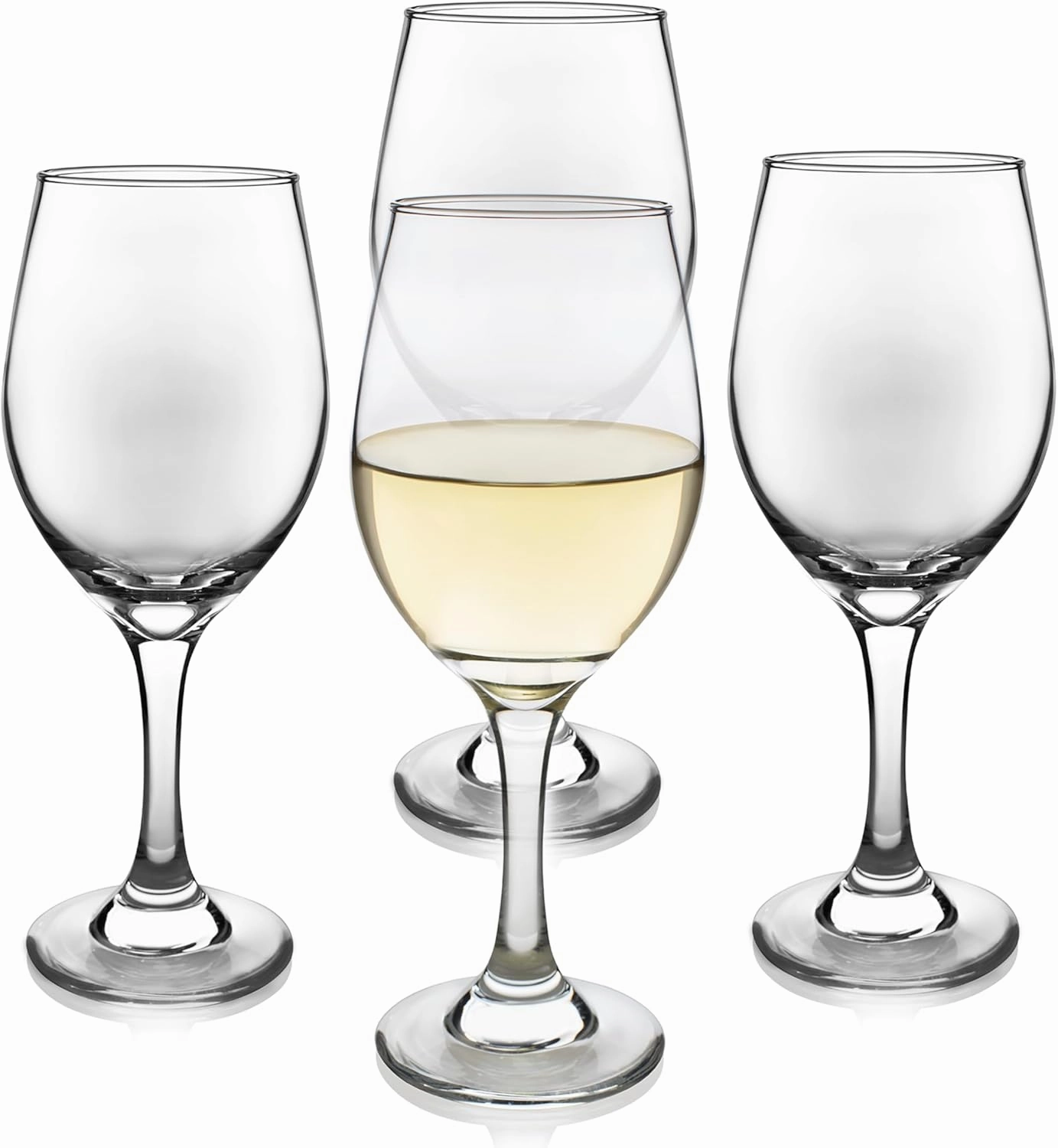 Libbey Classic White Wine Glasses Set of 4, Casual, Modern Stemmed Wine Glasses, Classy Wine Drinking Glasses Set for Weddings, Intimate Gatherings