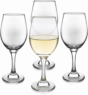 Libbey Classic White Wine Glasses Set of 4, Casual, Modern Stemmed Wine Glasses, Classy Wine Drinking Glasses Set for Weddings, Intimate Gatherings