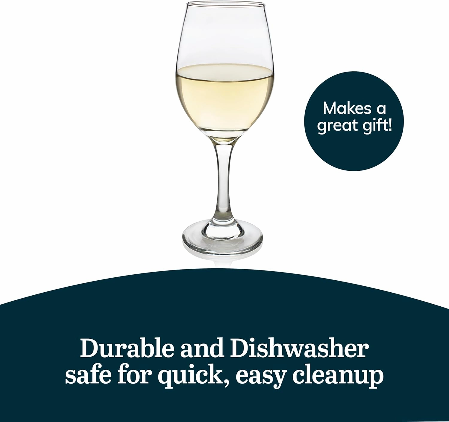 Libbey Classic White Wine Glasses Set of 4, Casual, Modern Stemmed Wine Glasses, Classy Wine Drinking Glasses Set for Weddings, Intimate Gatherings