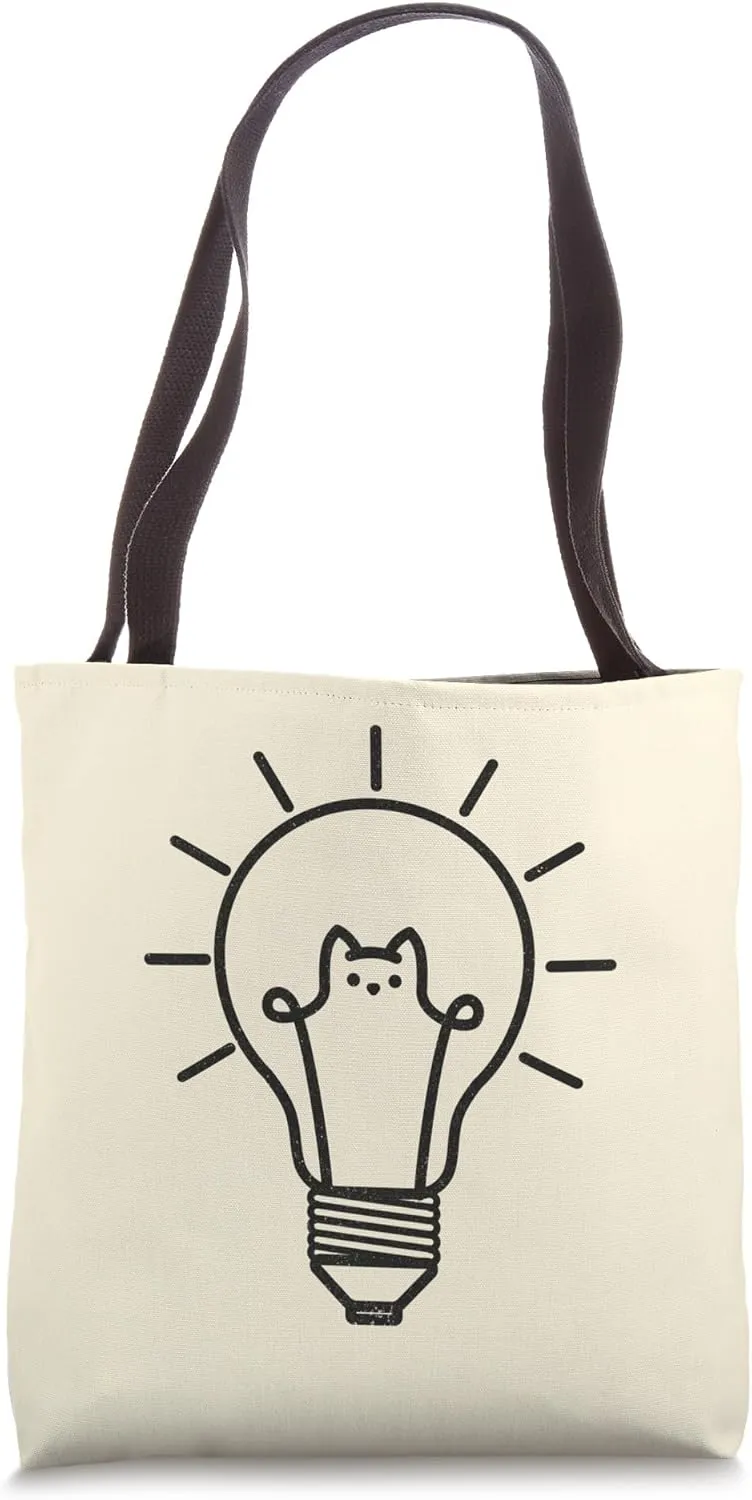 Light Bulb Good Idea Lamp Creative Ideas Inventor Cat Tote Bag