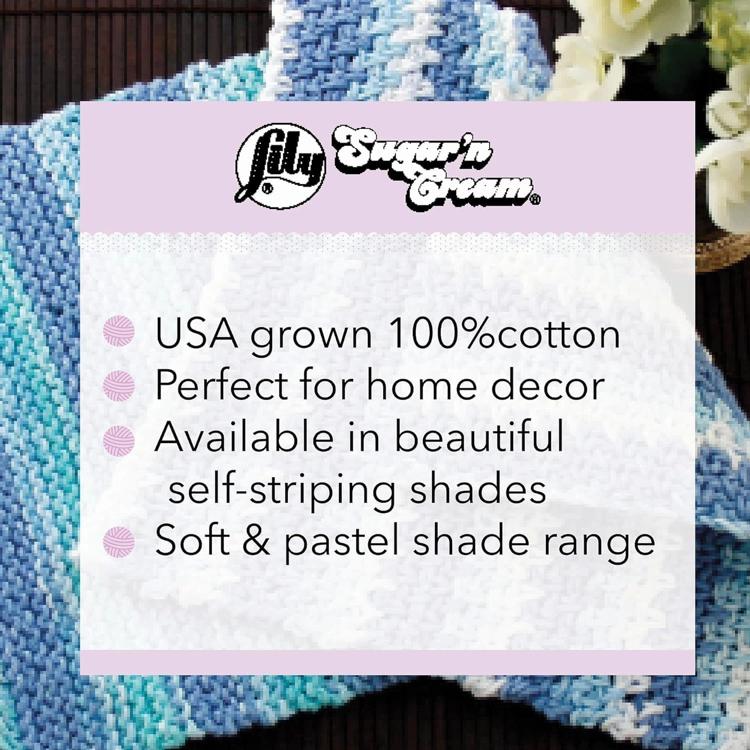 Lily Sugar'n Cream Cotton Cone Yarn, 14 oz, Beach Ball Blue Ombre, 1 Cone
