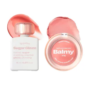 Lip Potion Sugar Glaze No.4 Peach Ball & Balmy Cream Cheek No.3 Milky Peach