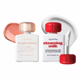 Lip Potion Sugar Glaze No.1 Nudy Ball   Steaming Milk | Gloss Tint & Primer Set