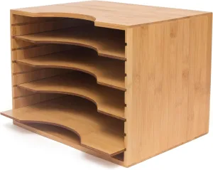 Lipper International 811 Bamboo Wood File Organizer with 4 Dividers, 12 3/4" x 9 1/4" x 9 1/2"