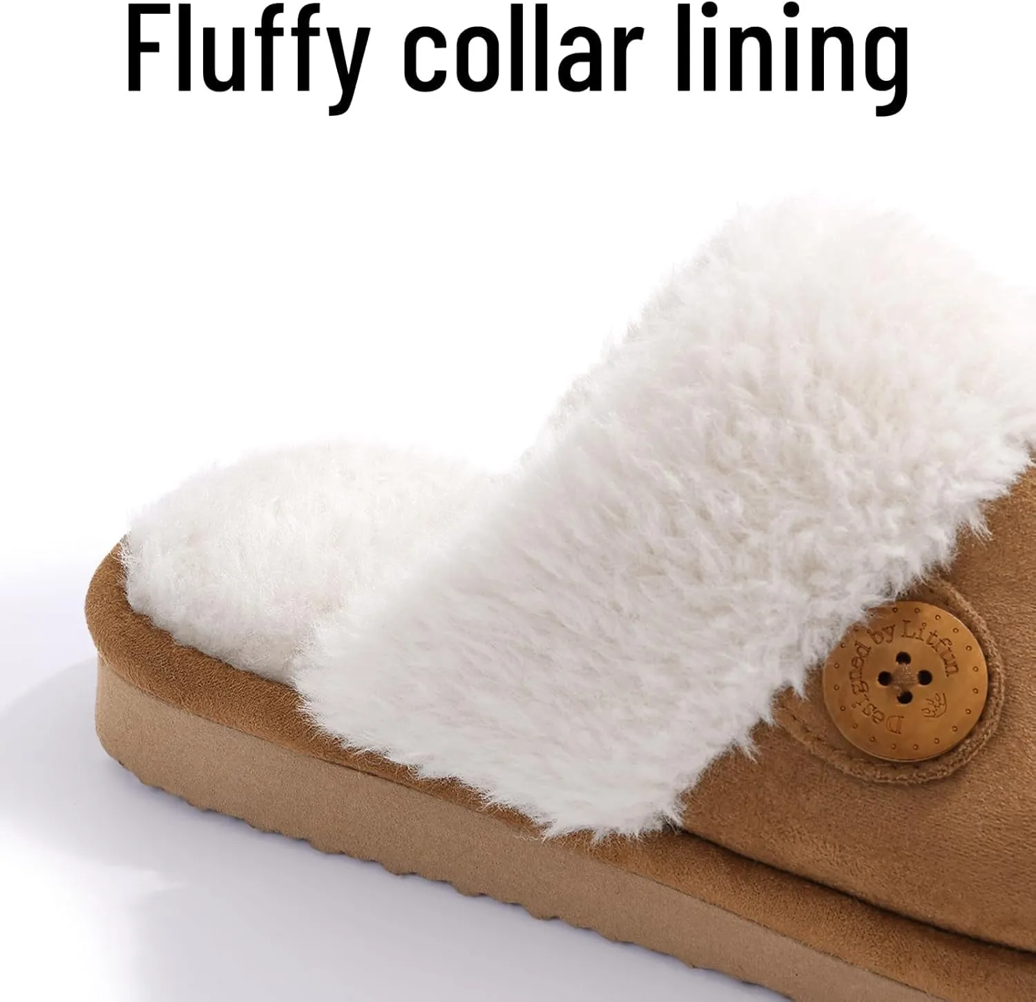 Litfun Fuzzy Slippers for Women with Memory Foam Winter Fluffy House Shoes Indoor Outdoor