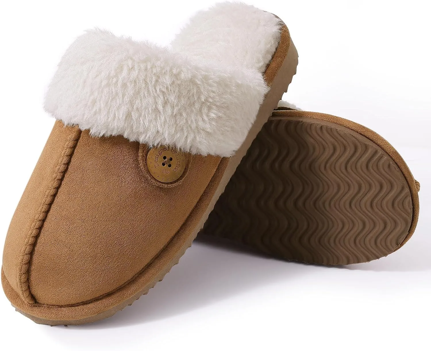 Litfun Fuzzy Slippers for Women with Memory Foam Winter Fluffy House Shoes Indoor Outdoor