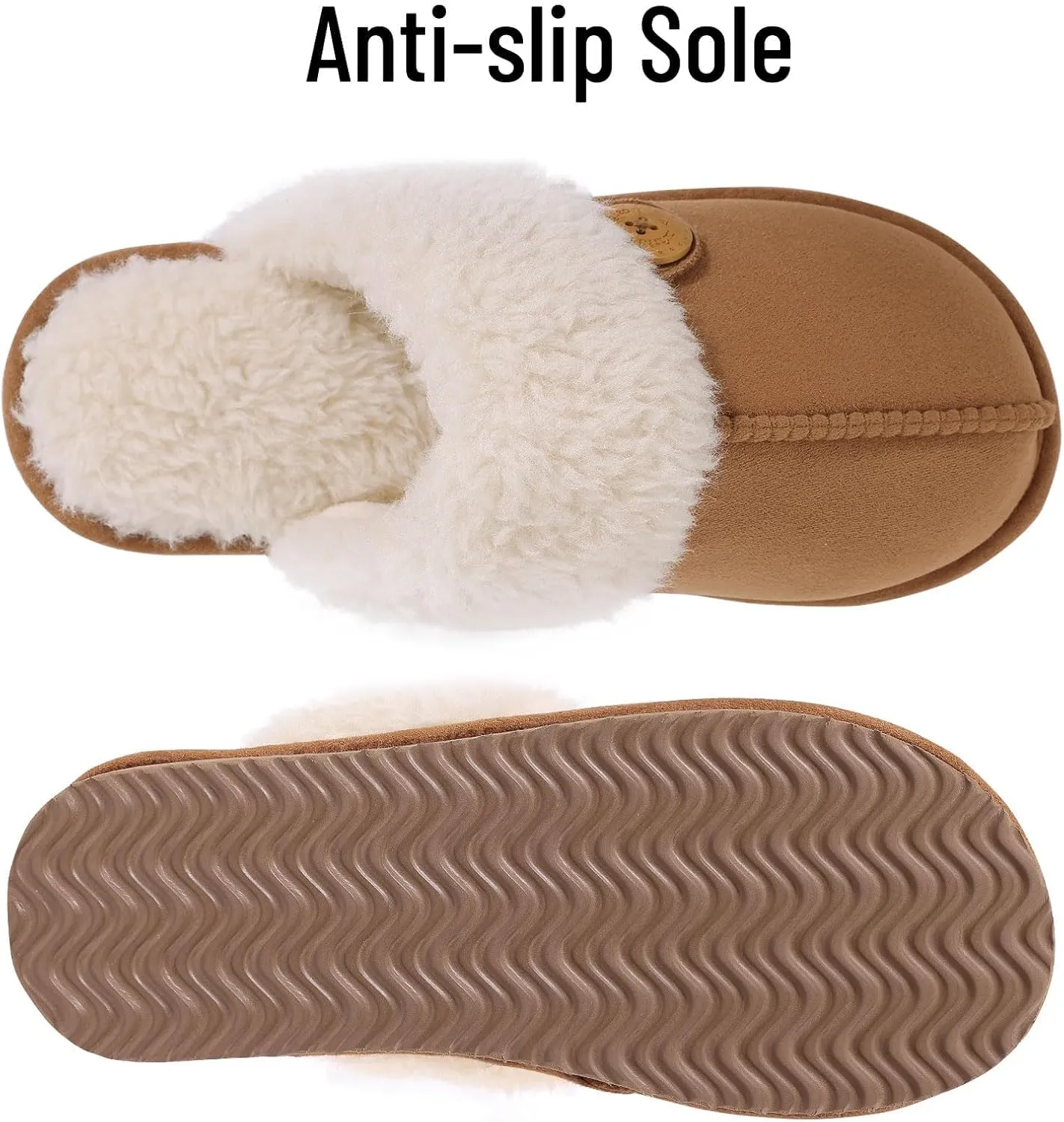 Litfun Fuzzy Slippers for Women with Memory Foam Winter Fluffy House Shoes Indoor Outdoor