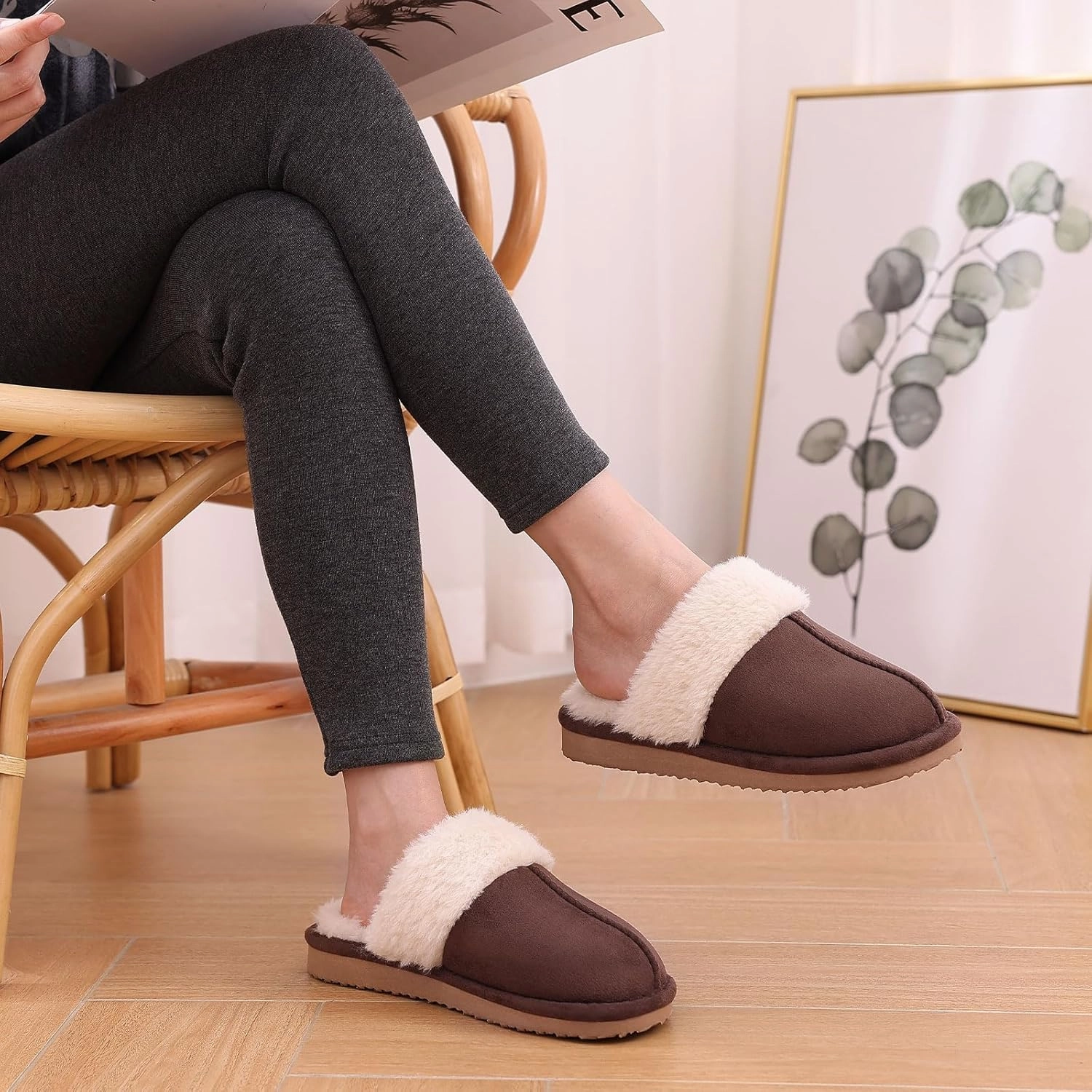 Litfun Women's Fuzzy Memory Foam Slippers Fluffy Winter House Shoes Indoor and Outdoor