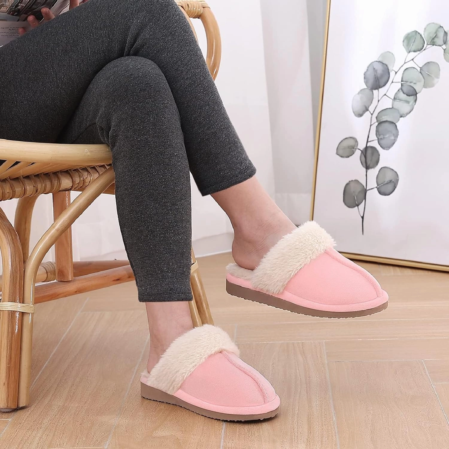 Litfun Women's Fuzzy Memory Foam Slippers Fluffy Winter House Shoes Indoor and Outdoor