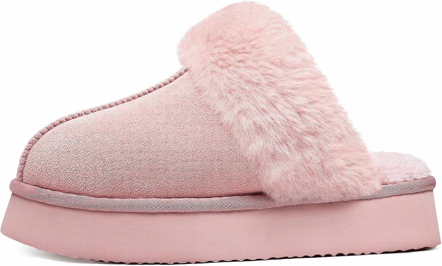 Litfun Womens Fuzzy Platform Slippers Fluffy Memory Foam Winter House Shoes for Indoor and Outdoor