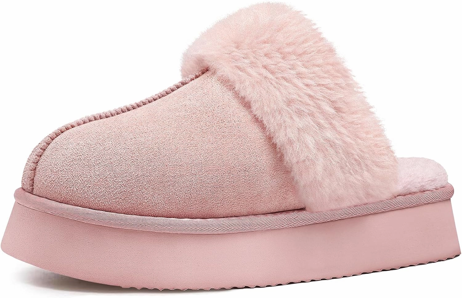 Litfun Womens Fuzzy Platform Slippers Fluffy Memory Foam Winter House Shoes for Indoor and Outdoor