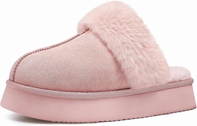 Litfun Womens Fuzzy Platform Slippers Fluffy Memory Foam Winter House Shoes for Indoor and Outdoor
