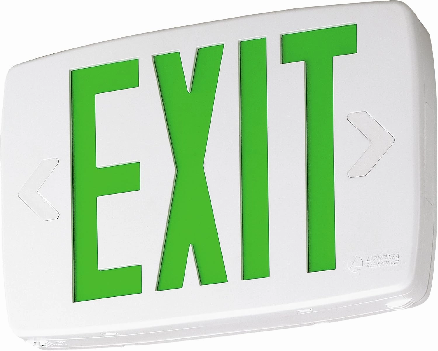 Lithonia Lighting LQM S W 3 G 120/277 X2 M6 Quantum Thermoplastic LED Emergency Exit Sign with Stencil-Faced White Housing and Green Letters