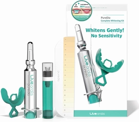 Live Orals PureDia Teeth Whitening Kit - Gel & Mouthpiece Set, Hydrogen Peroxide, Dentist Formulated for Sensitive Teeth, 28 Treatments.