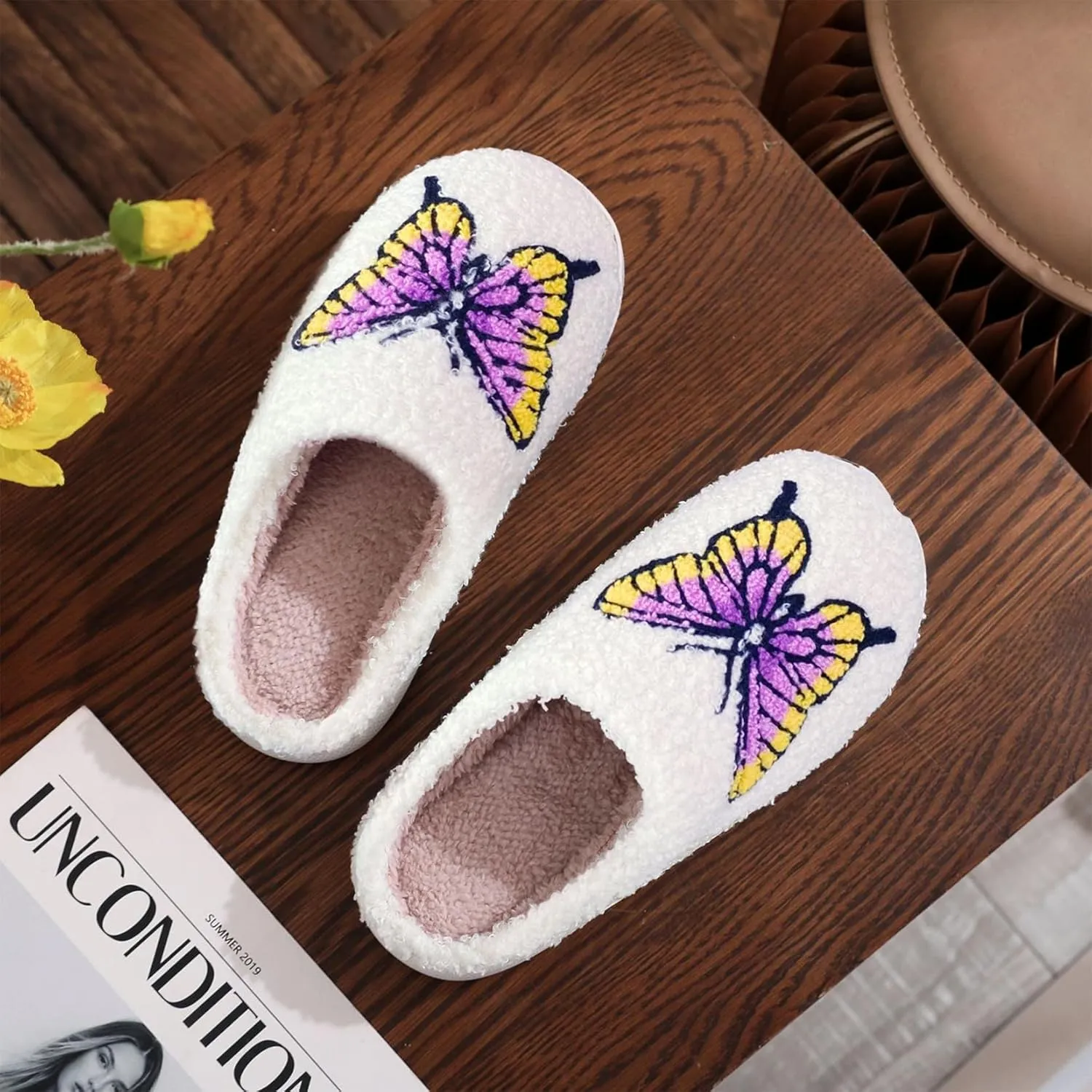 LNERIP Animal Slippers Fruit Slippers Plant Slippers Various Cartoon Patterns Fluffy Soft Memory Foam Retro Indoor Outdoor Home Couple Shoes