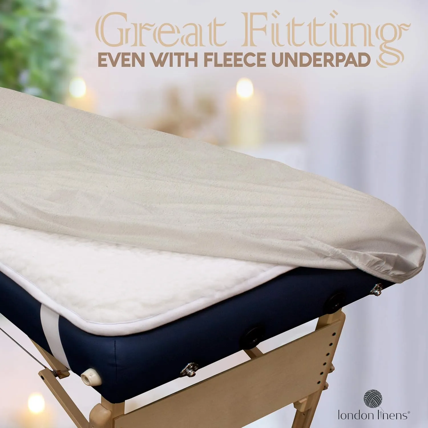 LONDON LINENS Extra Thick 3 Piece Set Massage Table Sheets Set - 100% Natural Cotton Flannel - Includes Massage Table Cover, Massage Fitted Sheet, and Massage Face Rest Cover (Natural)