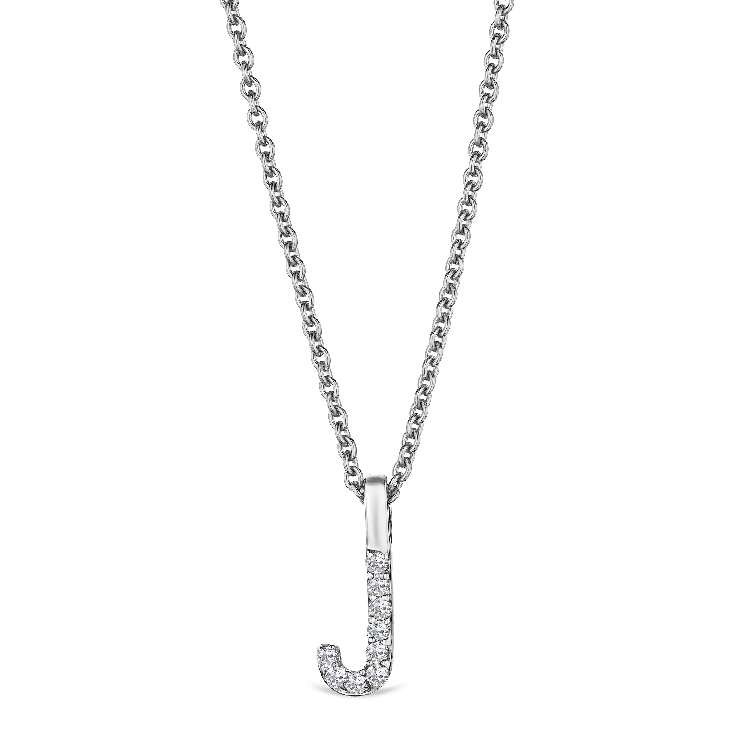 Love Letter Initial J Lab Diamond Necklace set in 9K White Gold