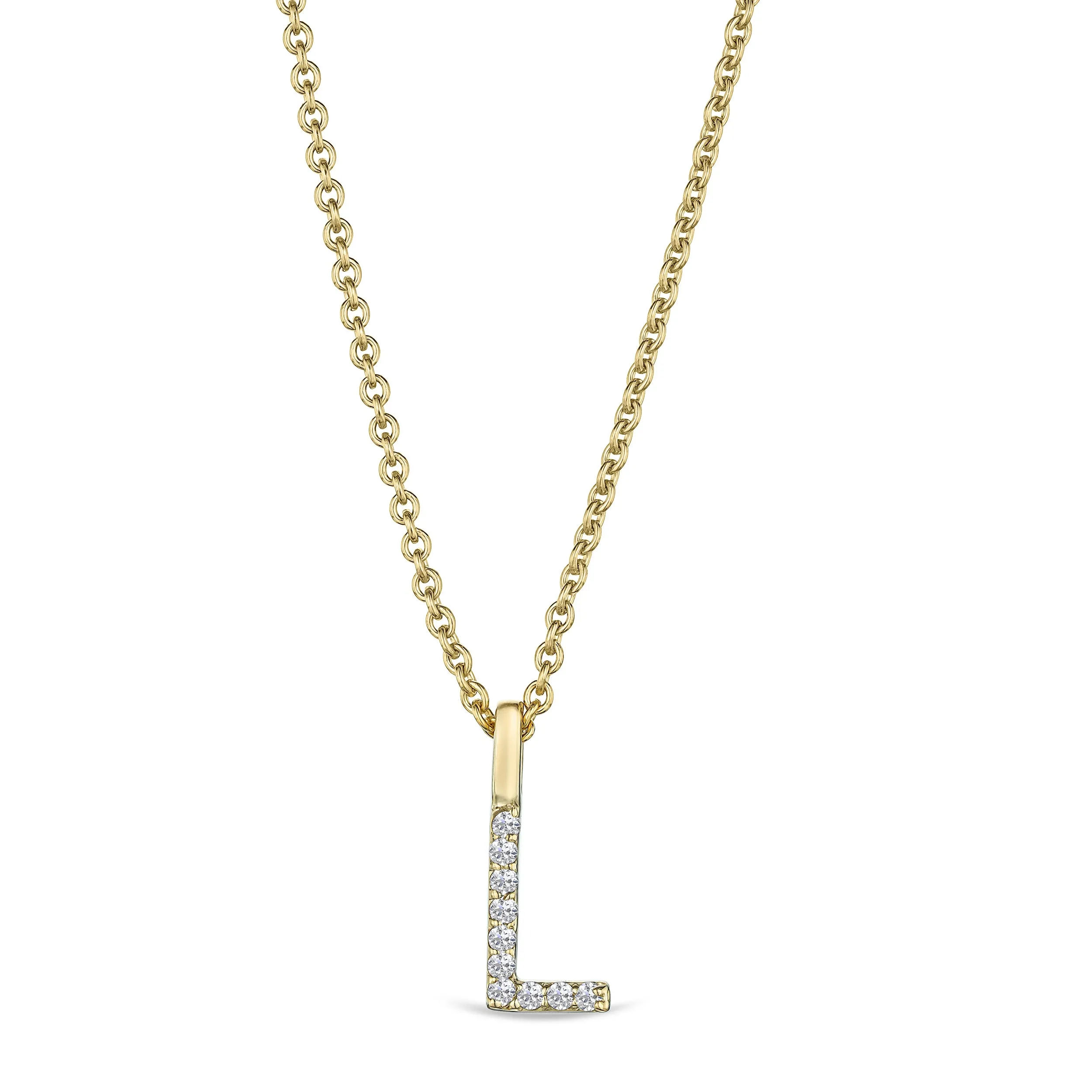 Love Letter Initial L Lab Diamond Necklace set in 9K Yellow Gold