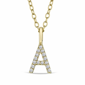 Love Letter Initial A Lab Diamond Necklace set in 9K Yellow Gold
