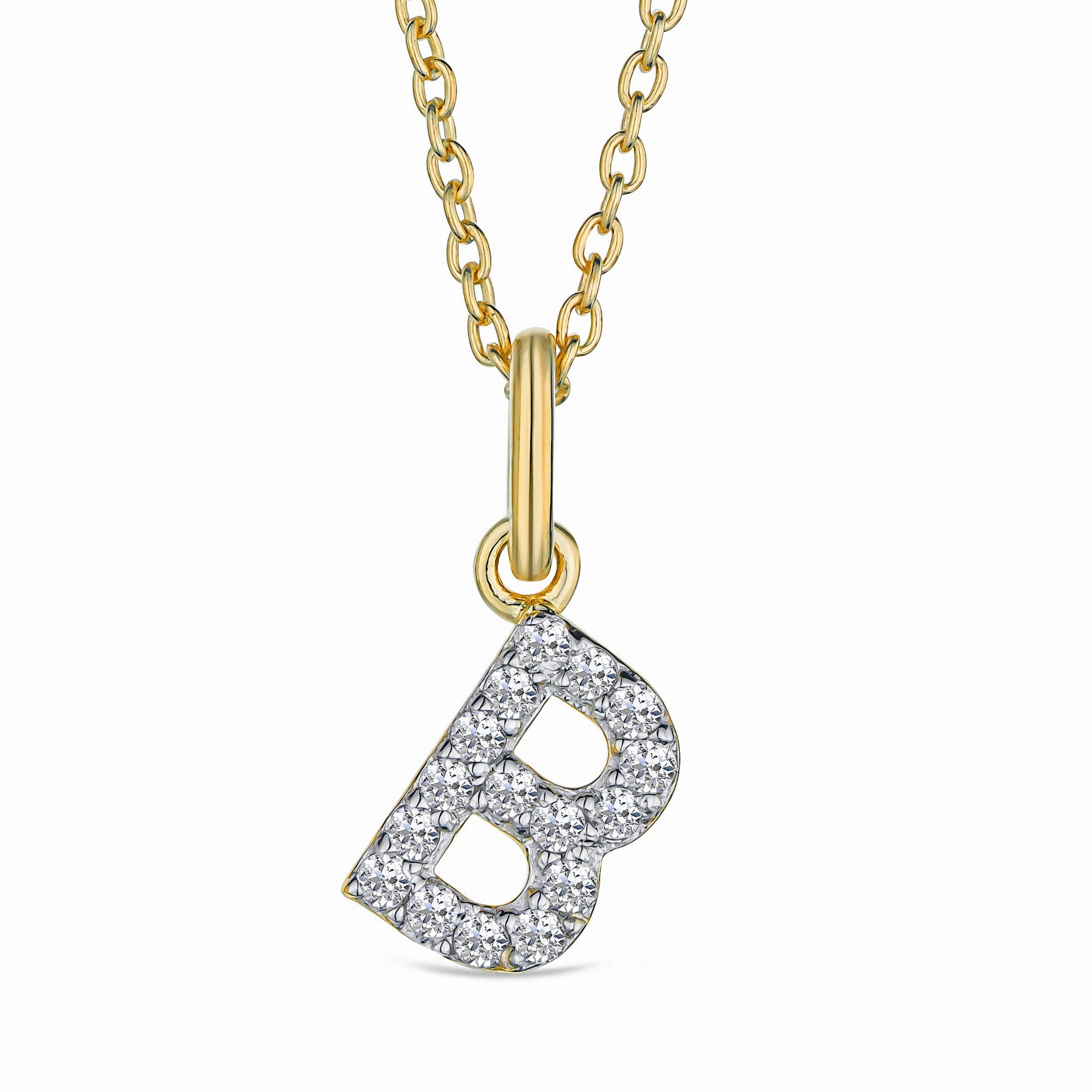 Love Letter Initial B Lab Diamond Necklace set in 18K Gold Vermeil
