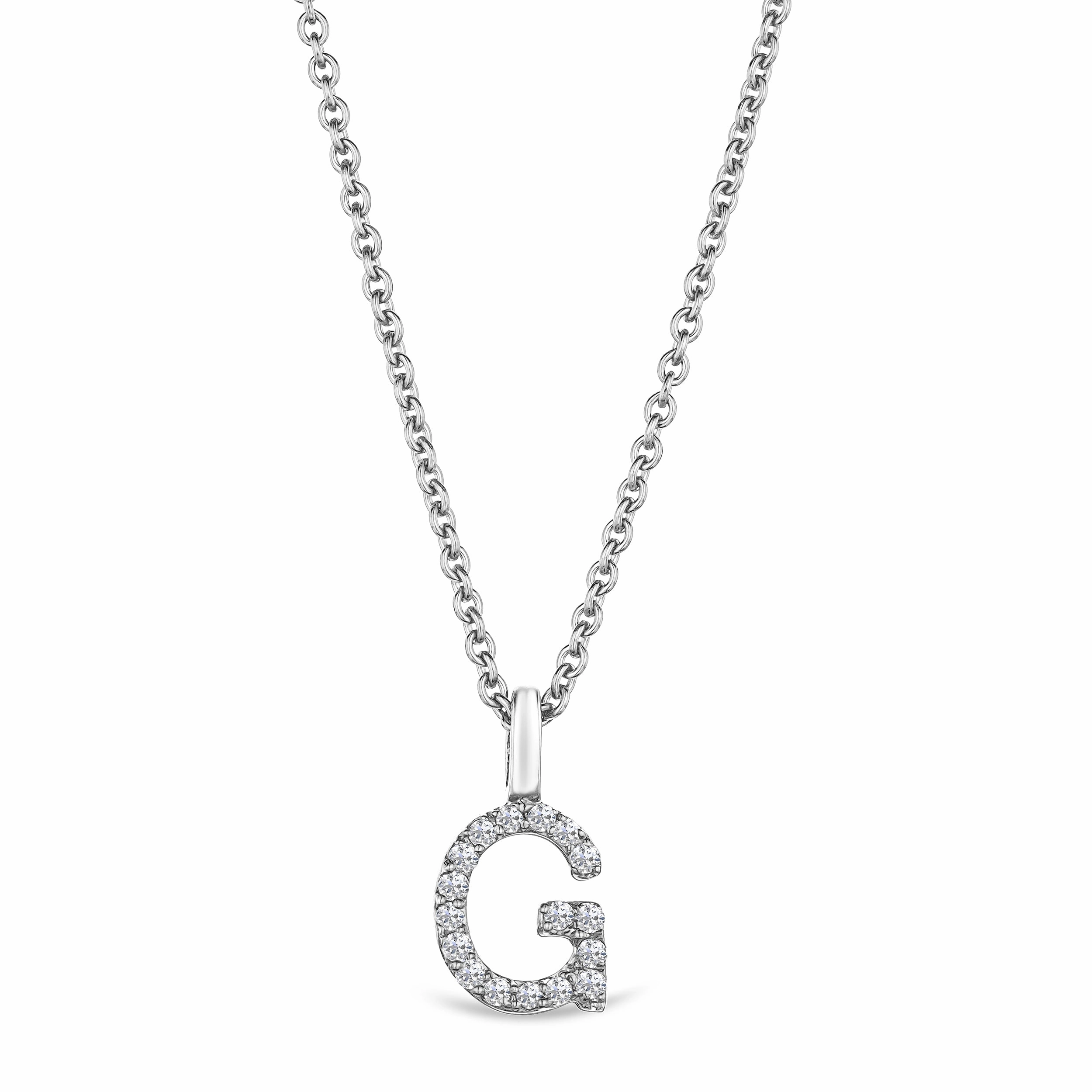Love Letter Initial G Lab Diamond Necklace set in 9K White Gold