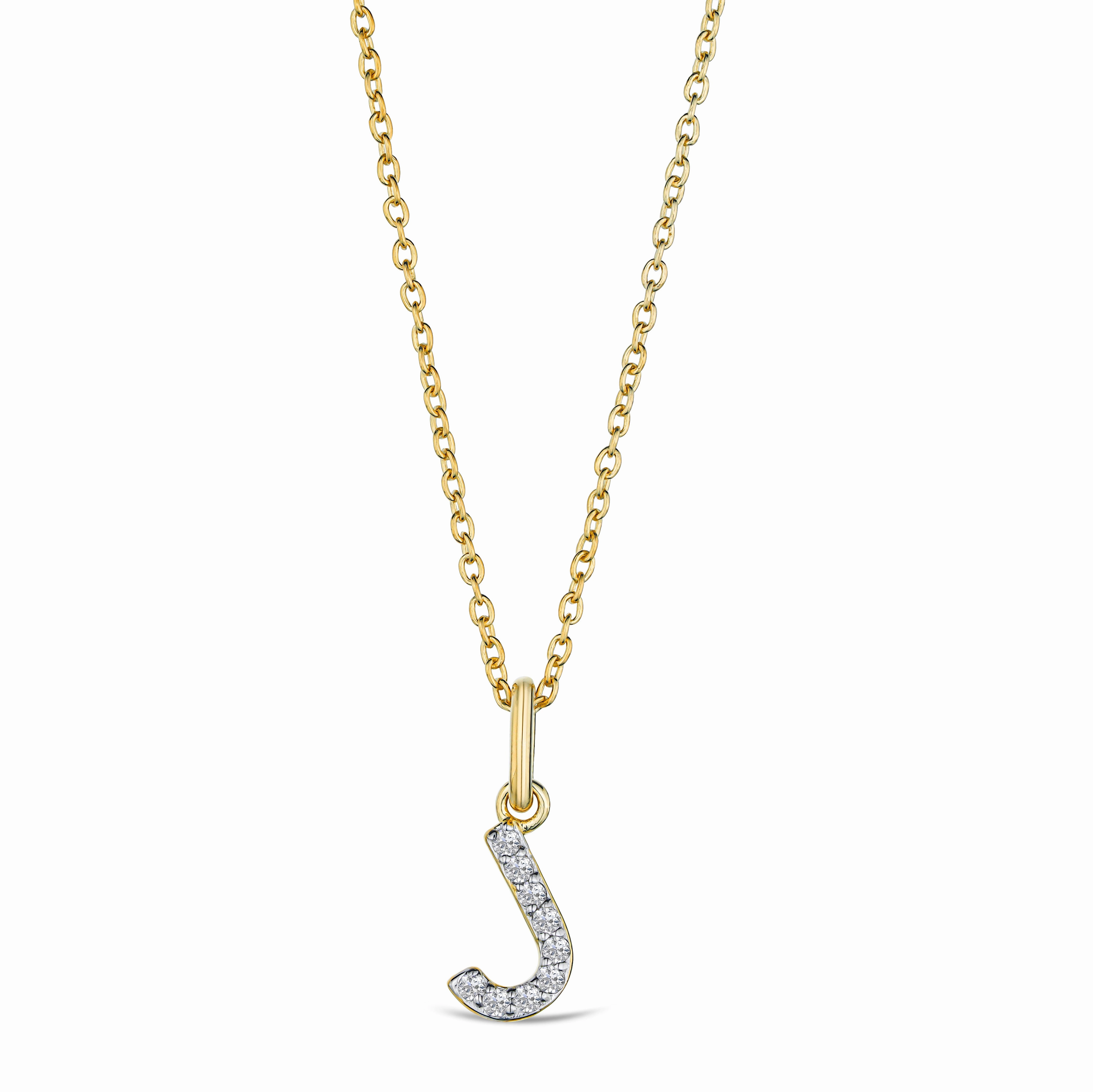 Love Letter Initial J Lab Diamond Necklace set in 18K Gold Vermeil