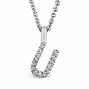 Love Letter Initial U Lab Diamond Necklace set in 9K White Gold
