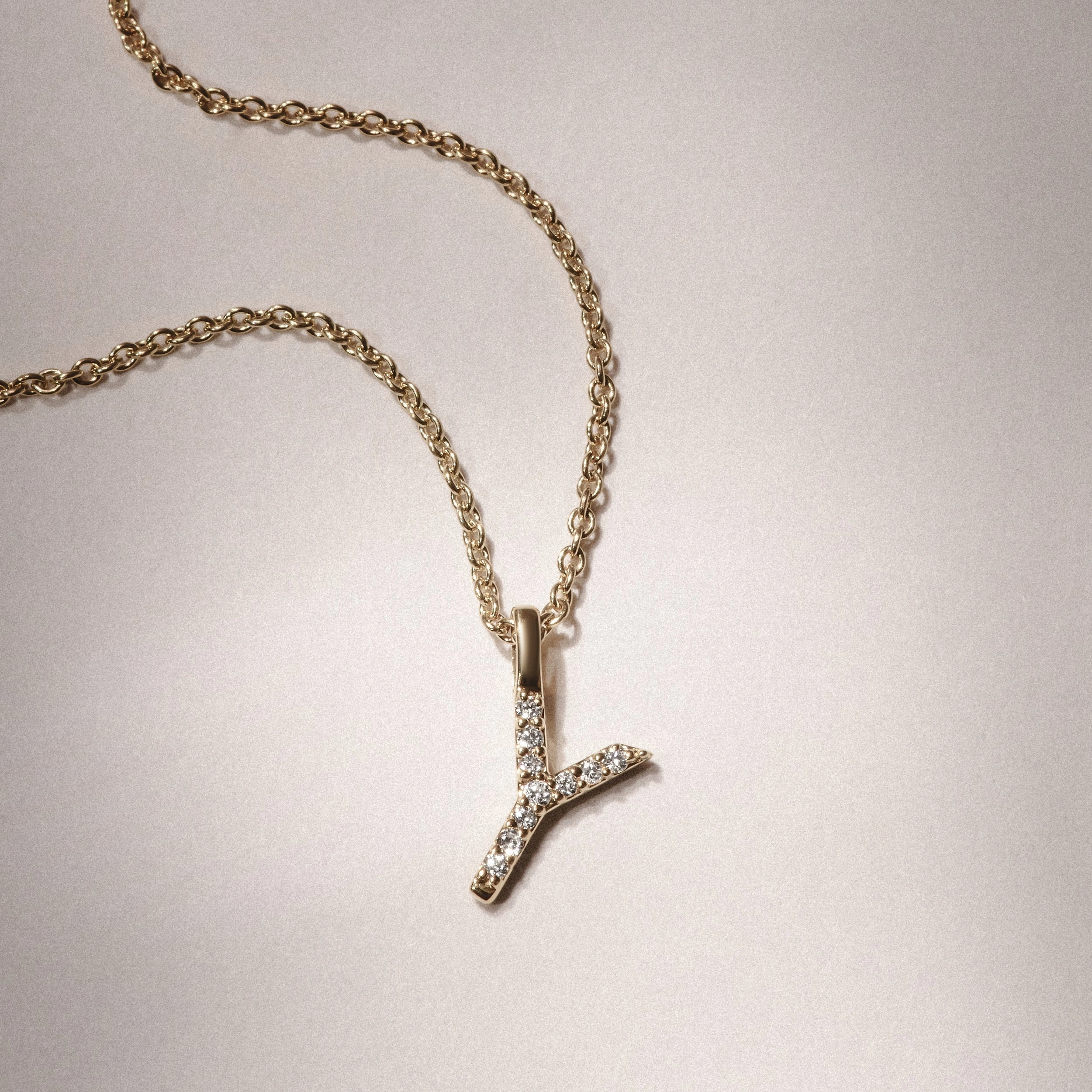 Love Letter Initial Y Lab Diamond Necklace set in 9K Yellow Gold