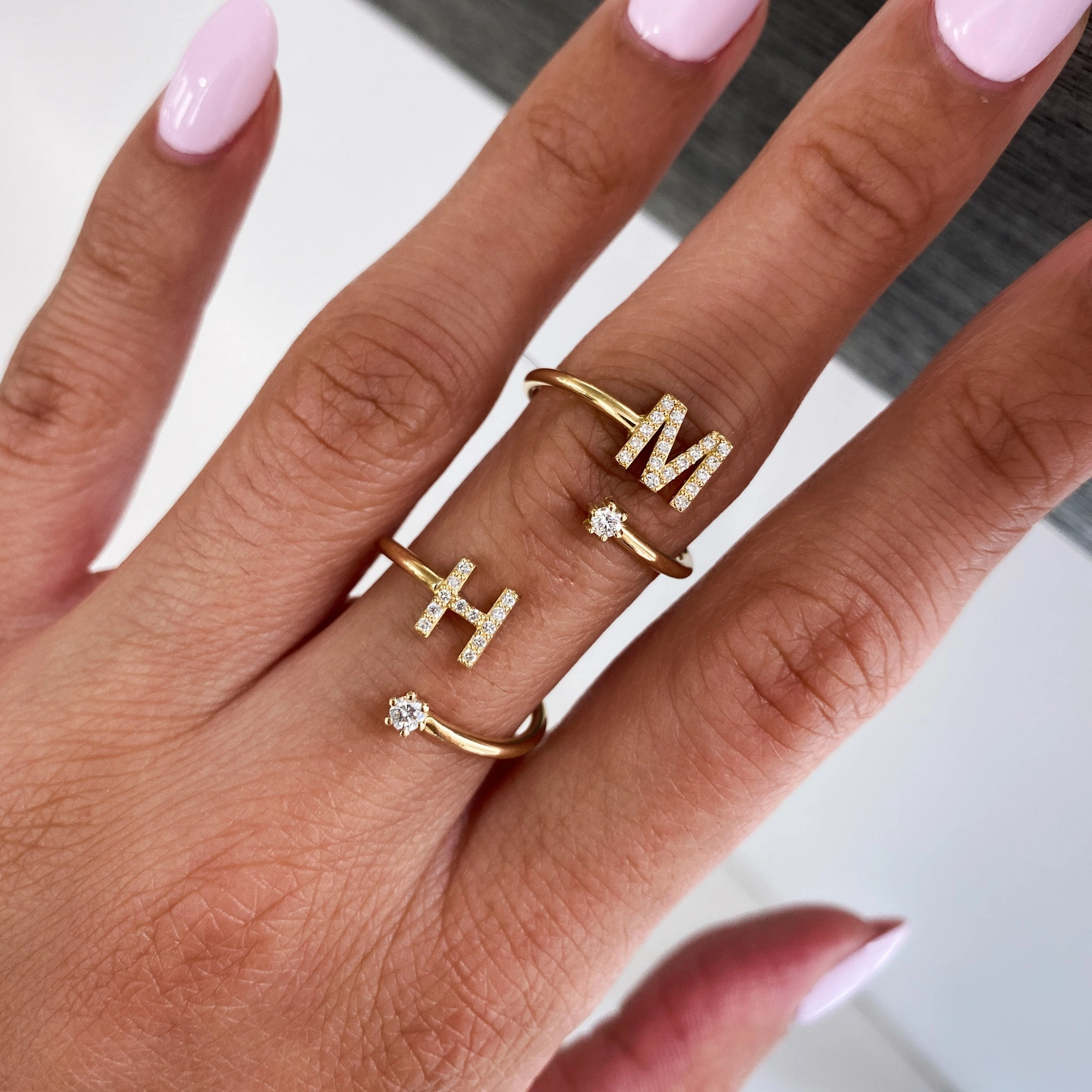 Love Letters 1 Letter Diamond Twist Ring