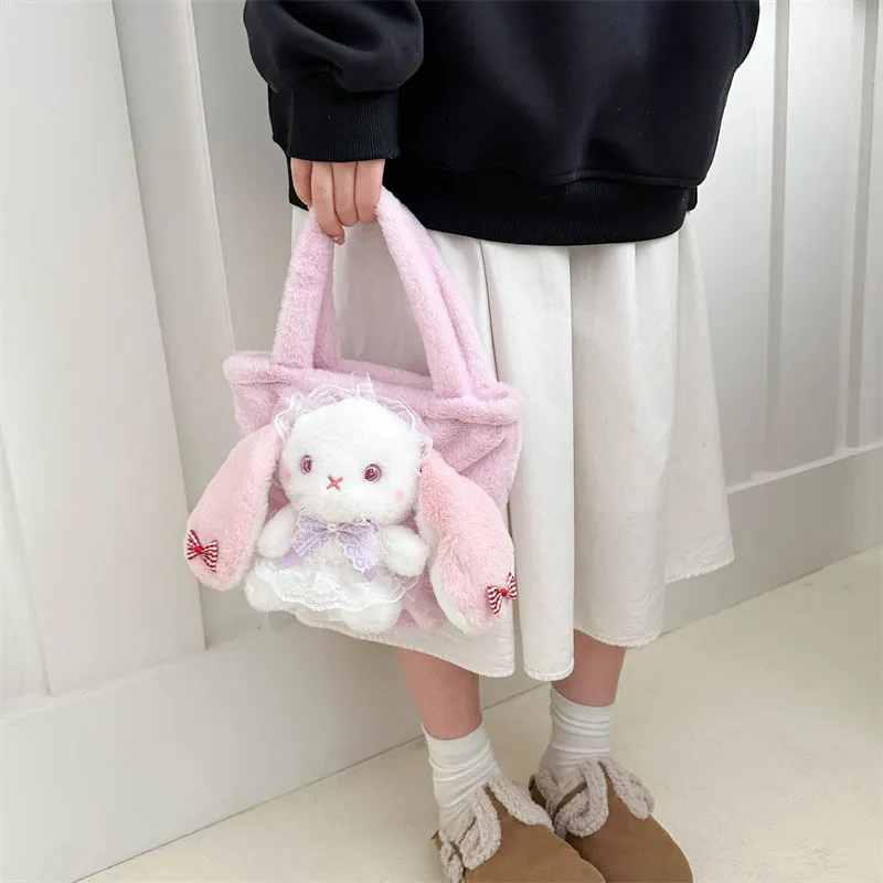Lovely Cute Fluffy Pink Bunny Handbag