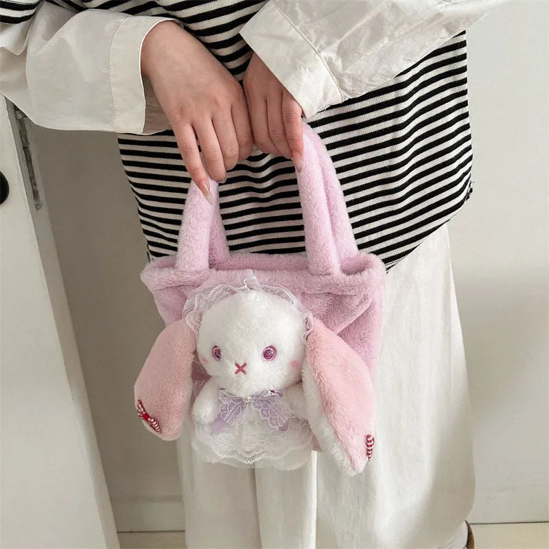 Lovely Cute Fluffy Pink Bunny Handbag