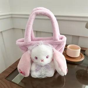 Lovely Cute Fluffy Pink Bunny Handbag