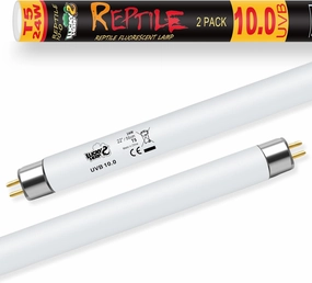LUCKY HERP 2 Pack T5 UVB 10.0 Reptile Light 24W, UVA UVB Fluorescent Lamp Tube, UVB Lighting Bulb for Turtles, Chameleon, Tortoises, Lizard
