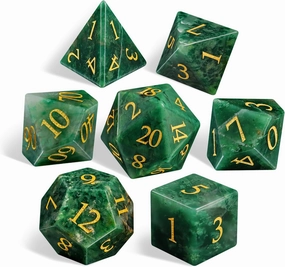 LUCKY-M Stone DND Set, African Jade Dice for Dungeons and Dragons and Role Playing Game, D&D Accessorie With Dice Case