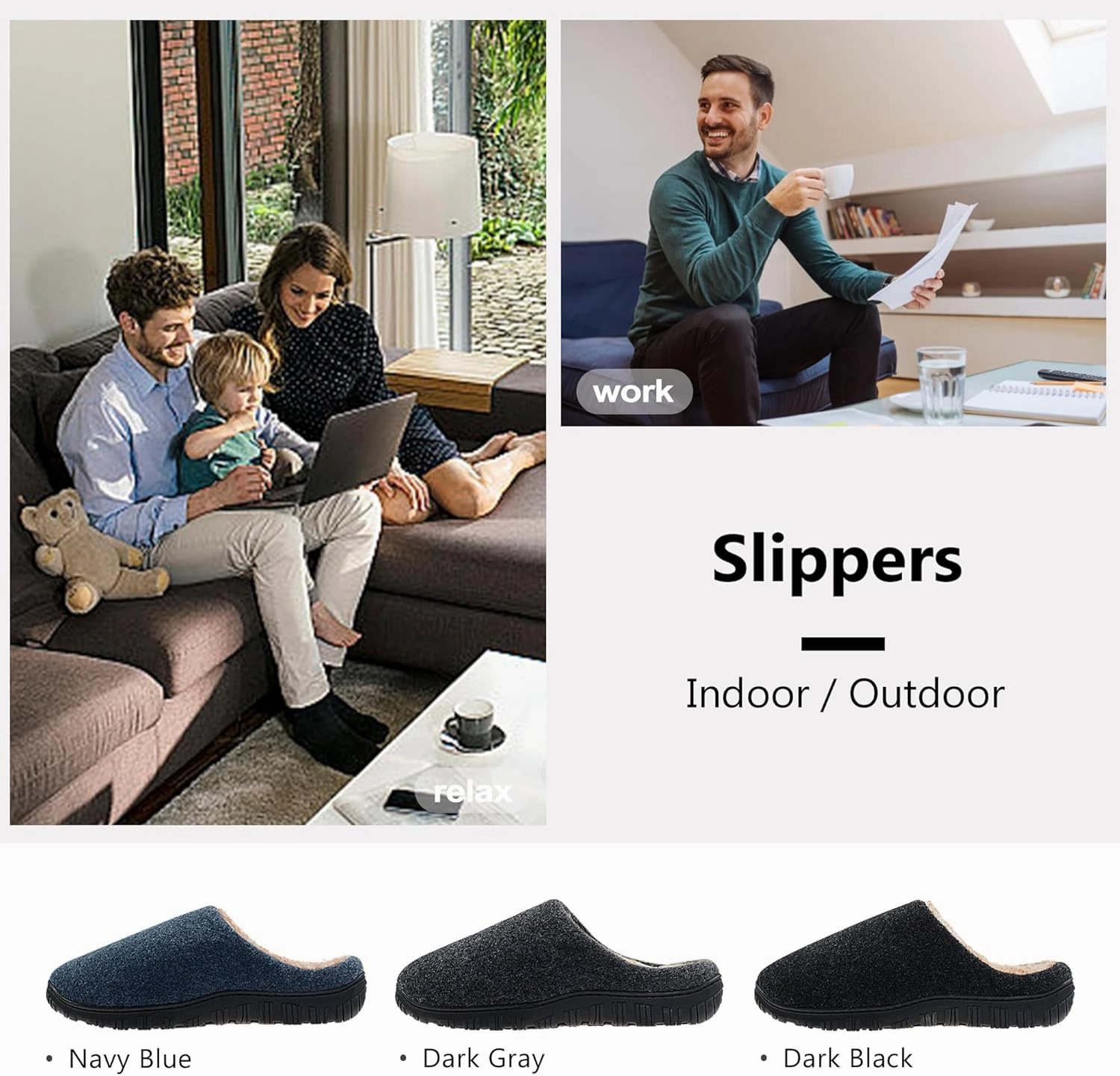 Lulex Mens Slippers Memory Foam House Slippers Indoor Outdoor Warm Fuzzy Comfy Fluffy House Shoes
