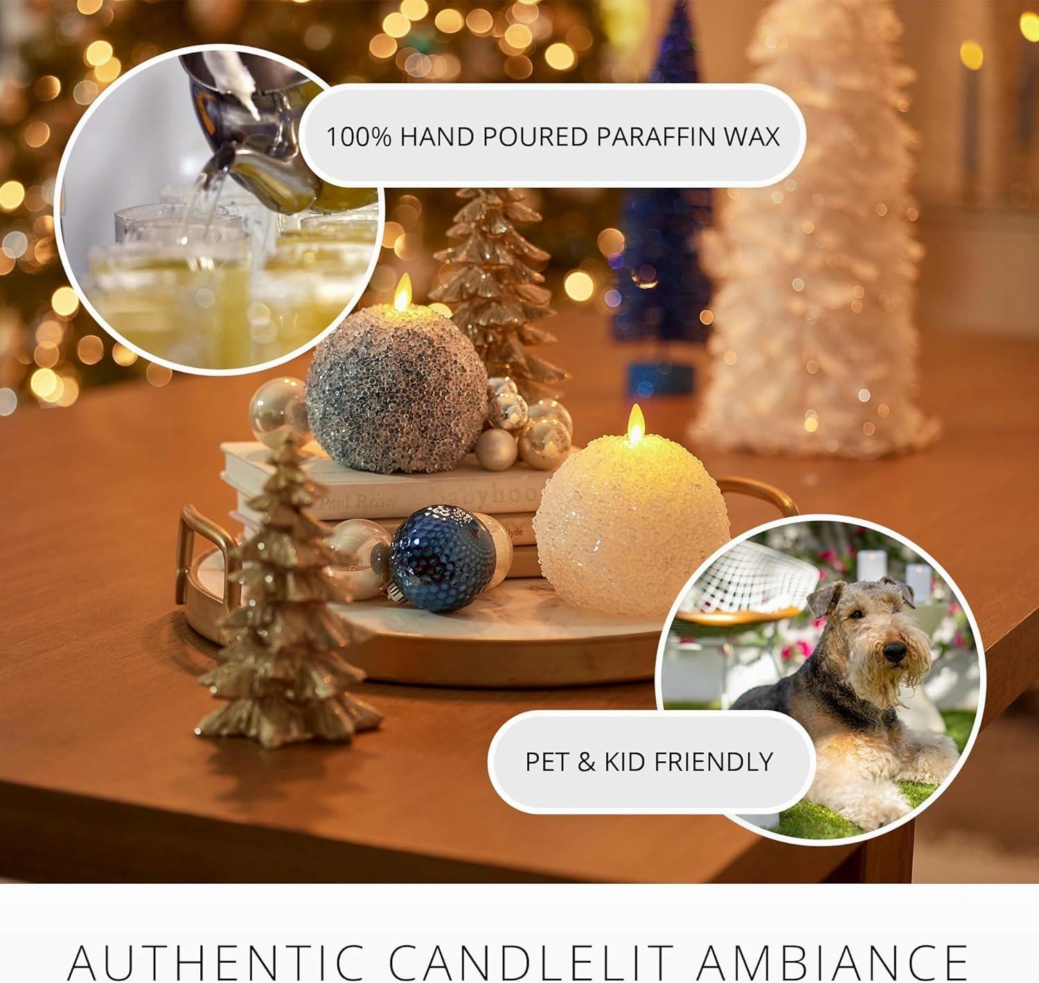 Luminara - Flameless Holiday Crystal Beads Glitter Sphere Candle - Spring Lake - Pack of 1-4x4.25 - Auto Timer Built-in 5-Hour Timer Indoor Use