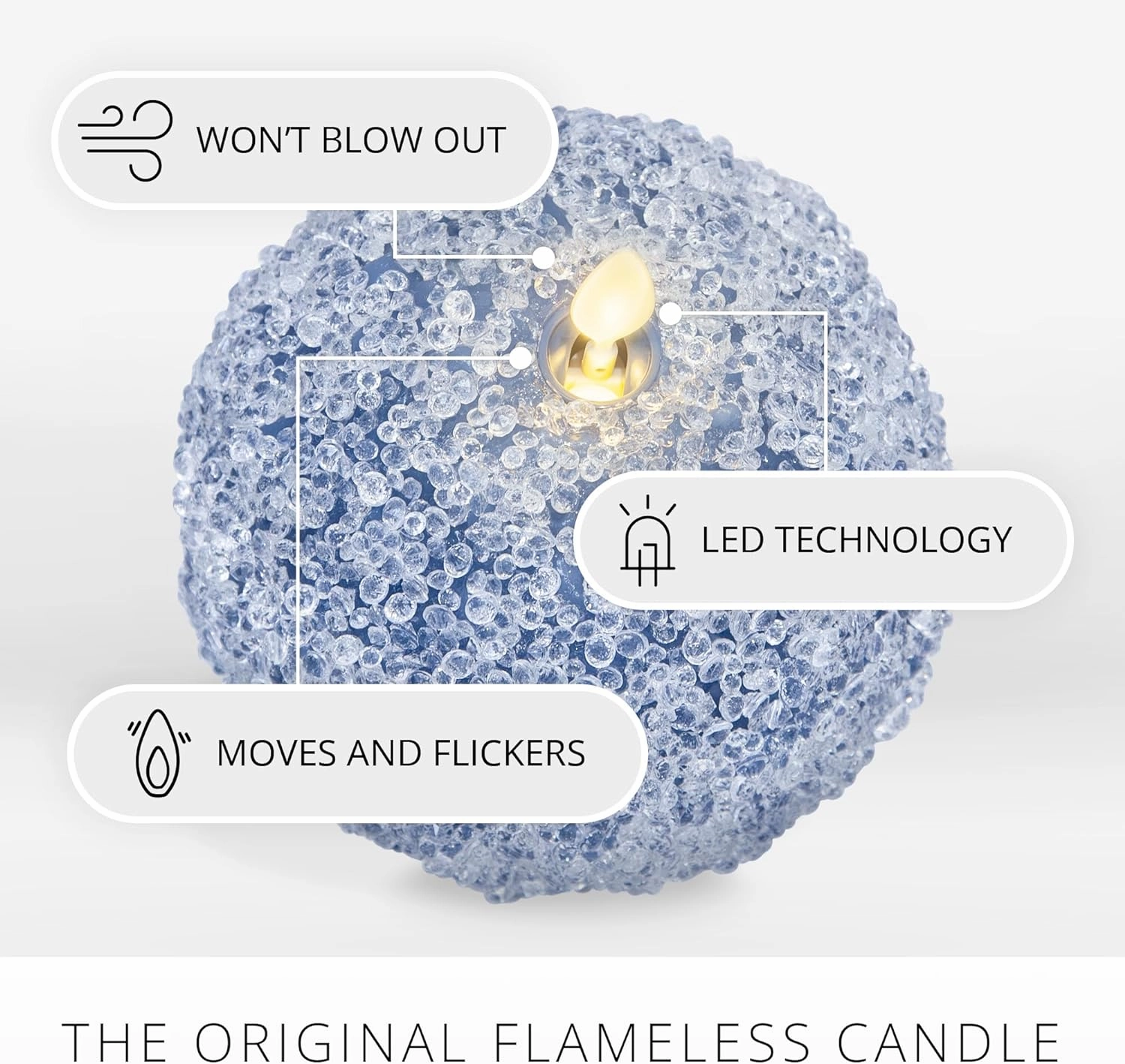 Luminara - Flameless Holiday Crystal Beads Glitter Sphere Candle - Spring Lake - Pack of 1-4x4.25 - Auto Timer Built-in 5-Hour Timer Indoor Use