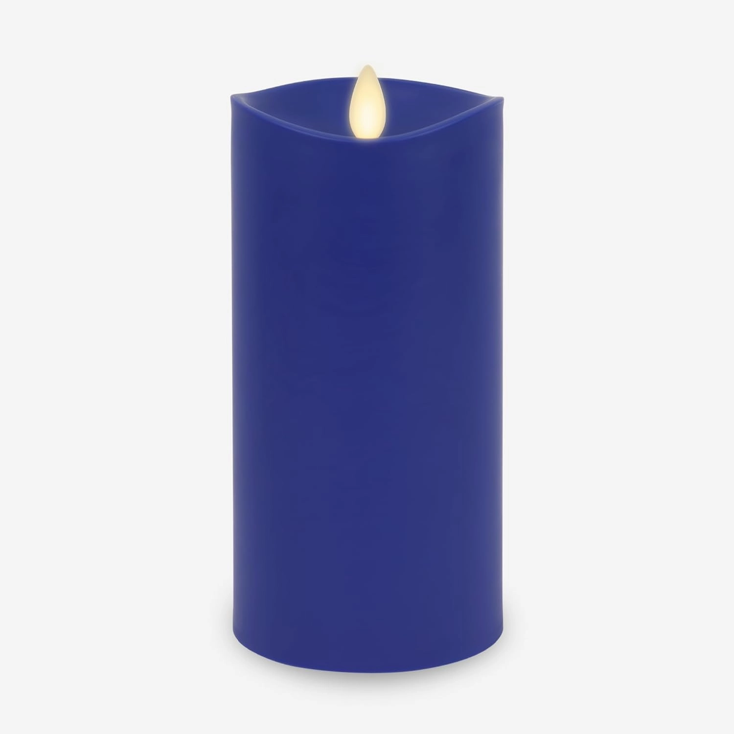 Luminara Outdoor Flameless LED Candle, Vivid Ultramarine 3.25" x 7", Moving Flame Pillar Timer Battery Operated Premium Plastic IPX4 Water Resistance