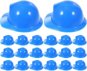 LUOZZY 40Pcs Miniature Construction Hats Mini Construction Party Toy Tiny Building Hard Hat Dollhouse Doll Dress Hats, Blue