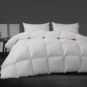Luxury White Down Fiber Comforter - Down Fiber Duvet Core for All Seasons - Duvet Insert Queen Hotel Collection - Soft and Medium Warmth Comforters,Queen (90 X 90”)