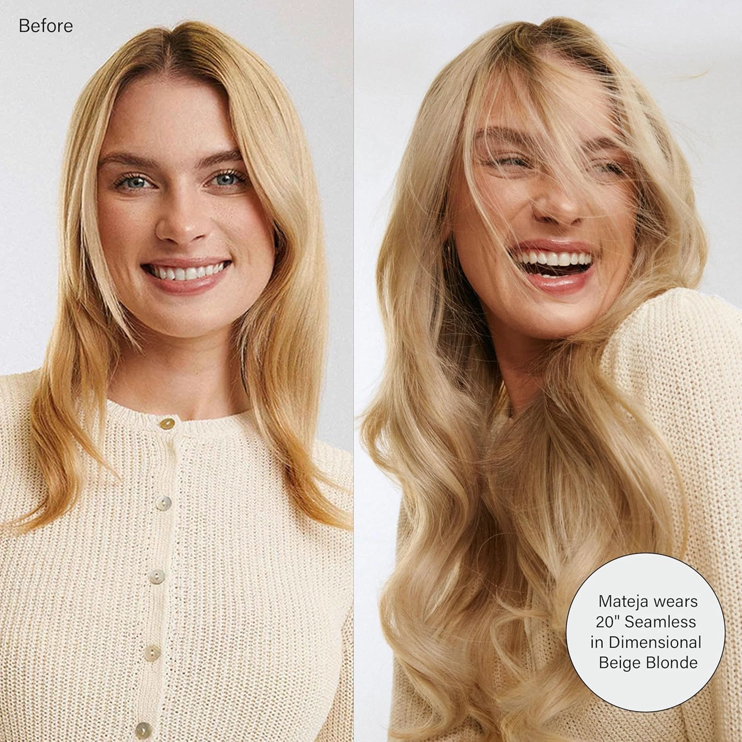 Luxy 100% Remy Human Hair - Seamless Clip-In Hair Extensions - Multi-Dimensional Color for Natural Blending, Adds Volume & Length 160 grams 16" Dimensional Natural Blonde