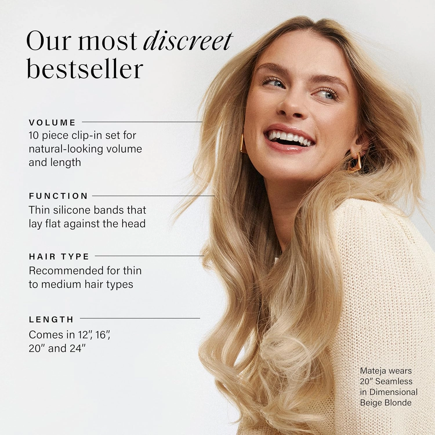 Luxy 100% Remy Human Hair - Seamless Clip-In Hair Extensions - Multi-Dimensional Color for Natural Blending, Adds Volume & Length 160 grams 16" Dimensional Natural Blonde