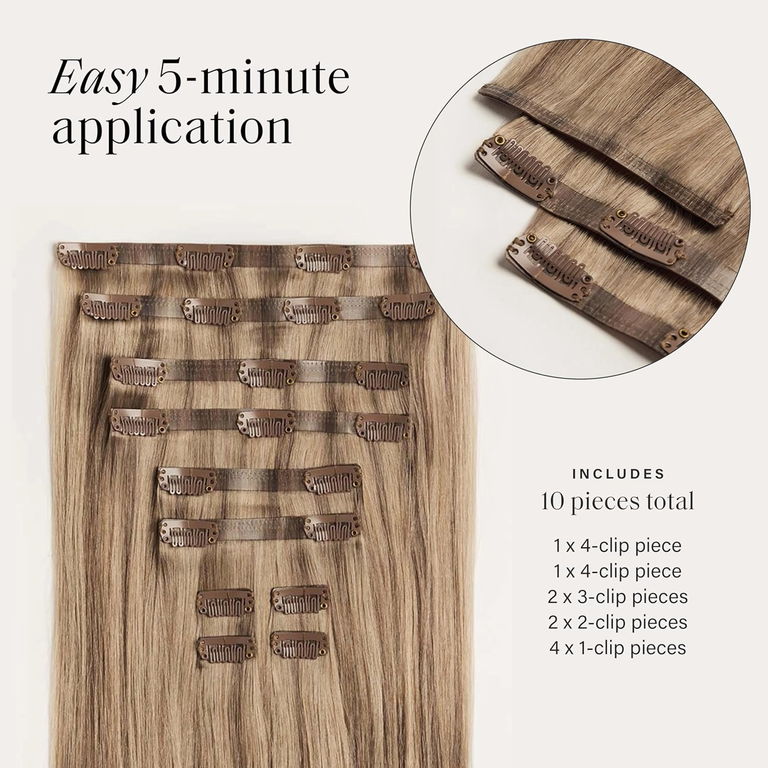 Luxy 100% Remy Human Hair - Seamless Clip-In Hair Extensions - Multi-Dimensional Color for Natural Blending, Adds Volume & Length 160 grams 16" Dimensional Natural Blonde