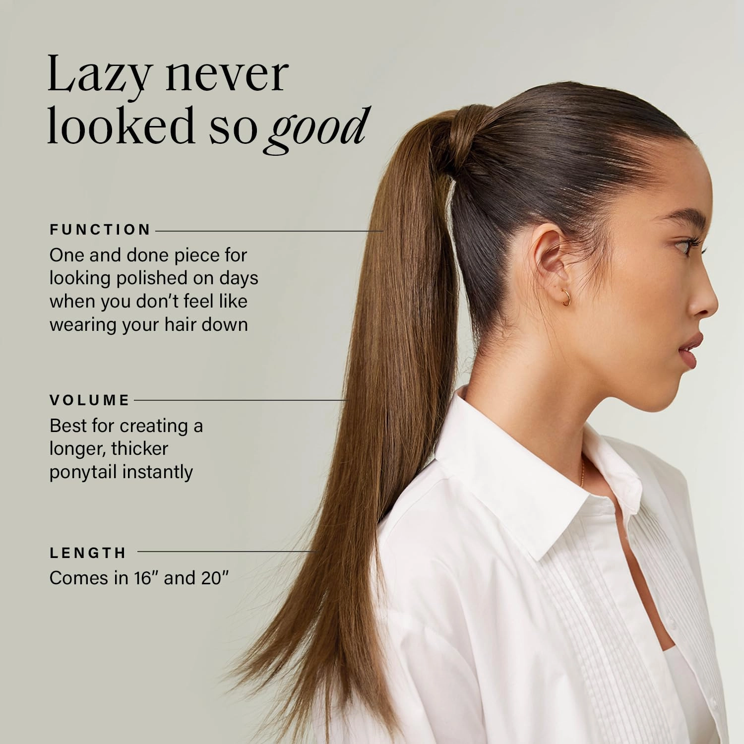 Luxy 100% Remy Human Hair, Clip-In Ponytail Extension, One-Piece Velcro Wrap & Secure Prongs - Natural Looking Volume & Length for All Hair Types 100 grams 16" Mocha Brown Ponytail