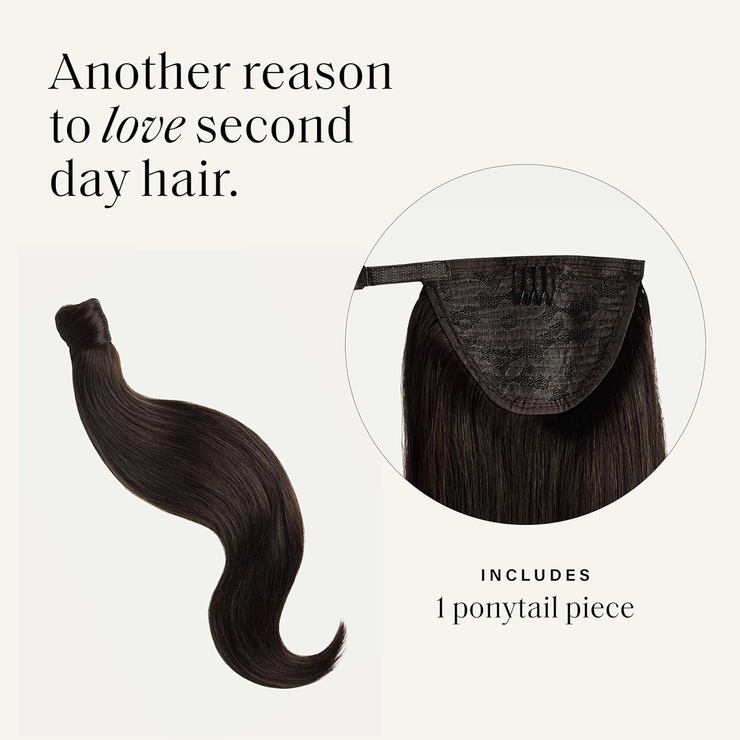 Luxy 100% Remy Human Hair, Clip-In Ponytail Extension, One-Piece Velcro Wrap & Secure Prongs - Natural Looking Volume & Length for All Hair Types 100 grams 16" Mocha Brown Ponytail