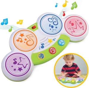 Magic Touch Drum, Toddler Light Up Music Bongos Toy, Infant Touch Sensor Musical Instrument Baby Drum, Birthday for 9 12 18 24 Month, 1 2 3 Year Old Boys Girls
