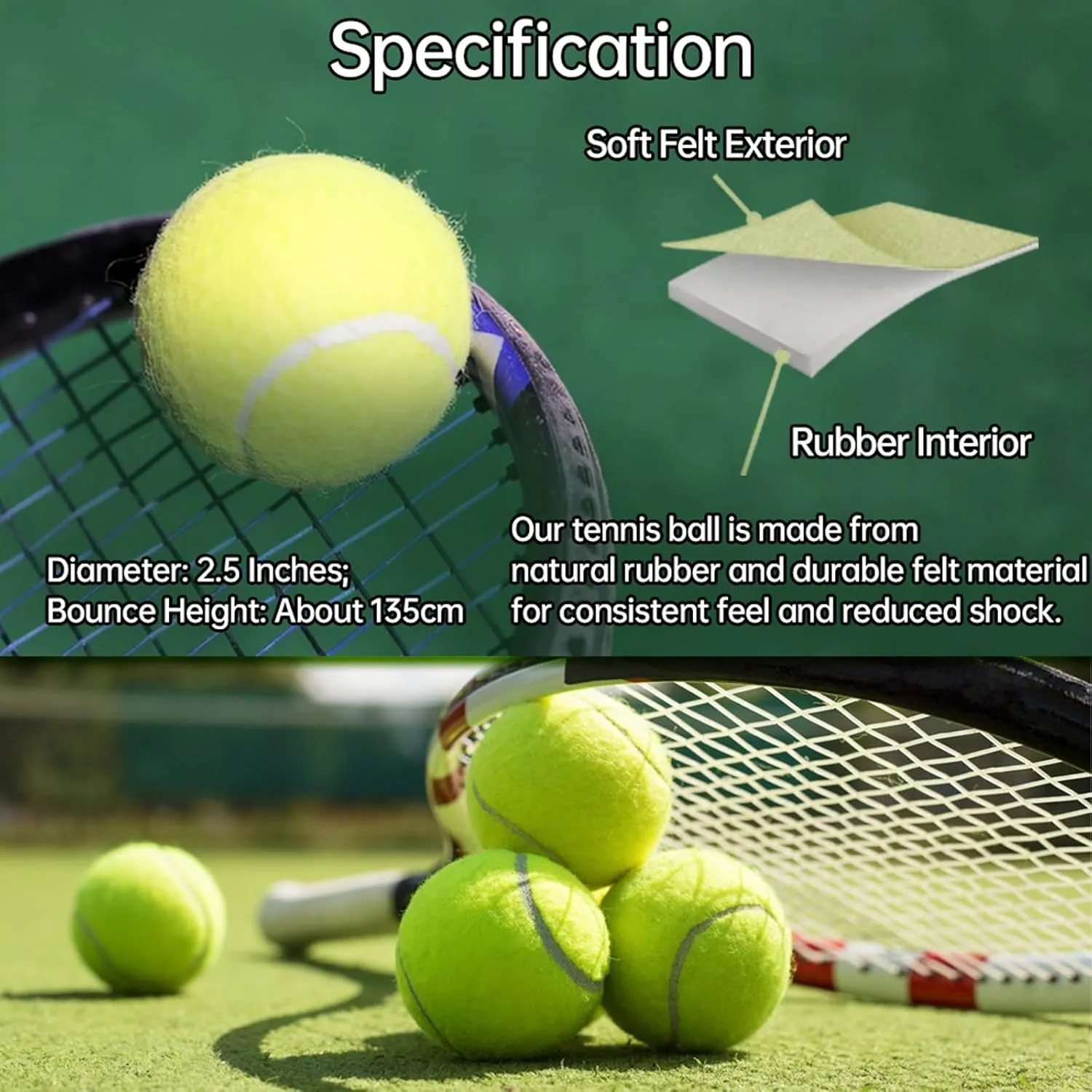 Magicorange Tennis Balls, 60 Pack Advanced Training Tennis Balls Practice Ball, Pet Dog Playing Balls,Good for Beginner Training Ball