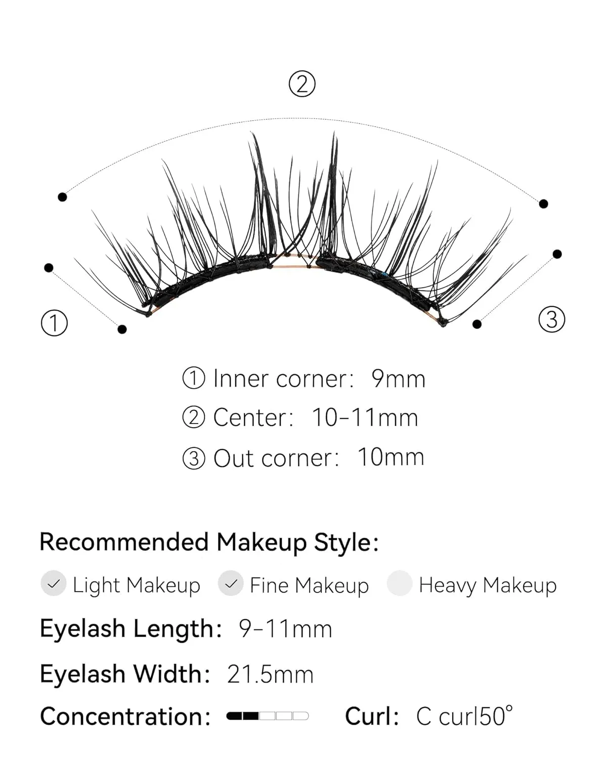Magnetic Eyelashes with Applicator Kit, No.14 FROST BLACK, Reusable Magnetic Lashes without Eyeliner, Glue-free False Lashes, Waterproof, Lightweight, Suit for Natural Makeup