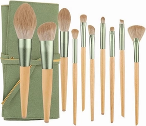 Makeup Brushes 10 Count Cosmetics Makeup Brush Sets Professional Foundations Pressed Powder Contours Eyeshadow Bags Facial Kits Cosmetics (Color : Green, Size : 10pcs)