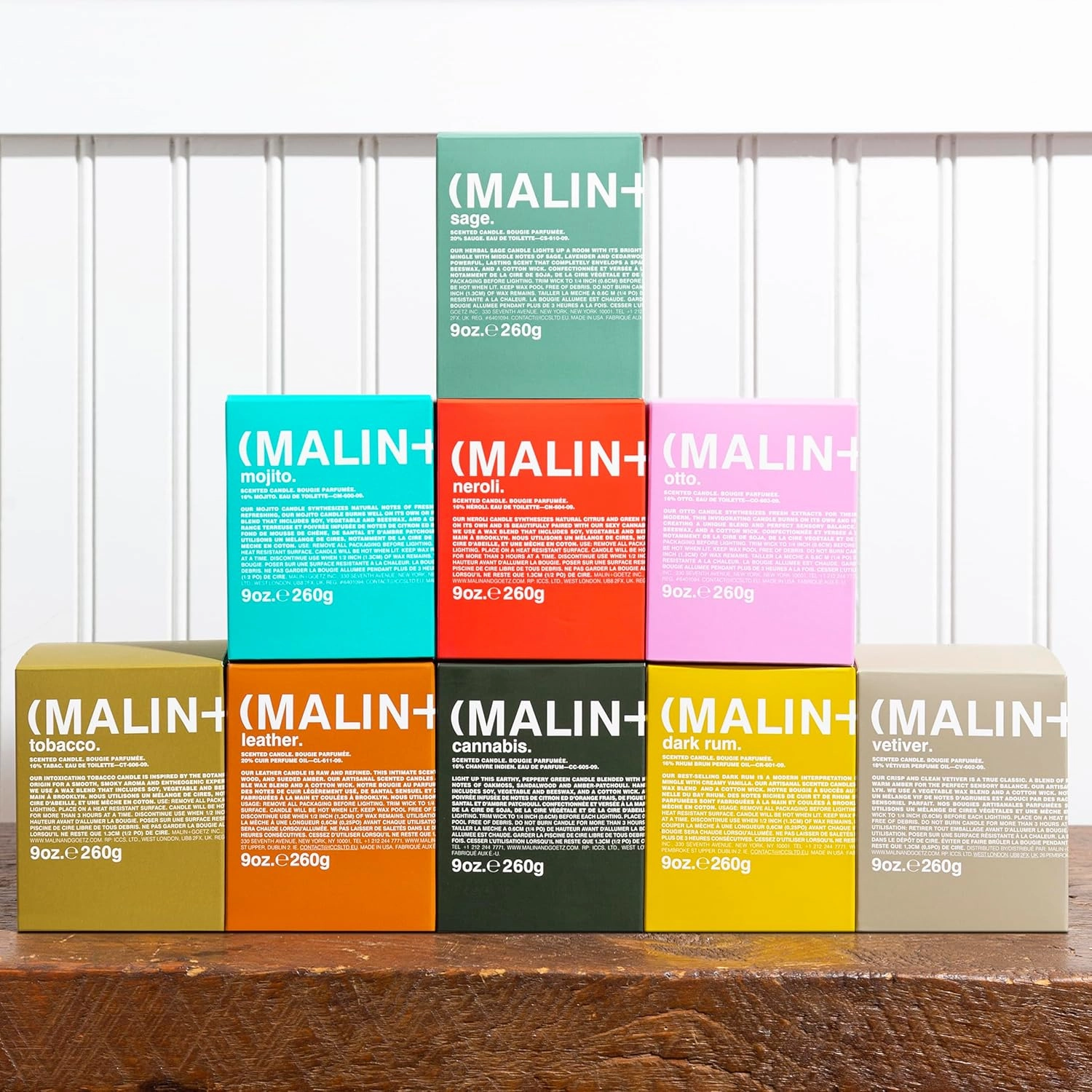 Malin Goetz Highly Scented, Long Lasting, Slow Burn, All Natural, Hand Poured, Luxury Wax Blend, Aromatic Candles and Gift Set, 60 Hours, 9oz